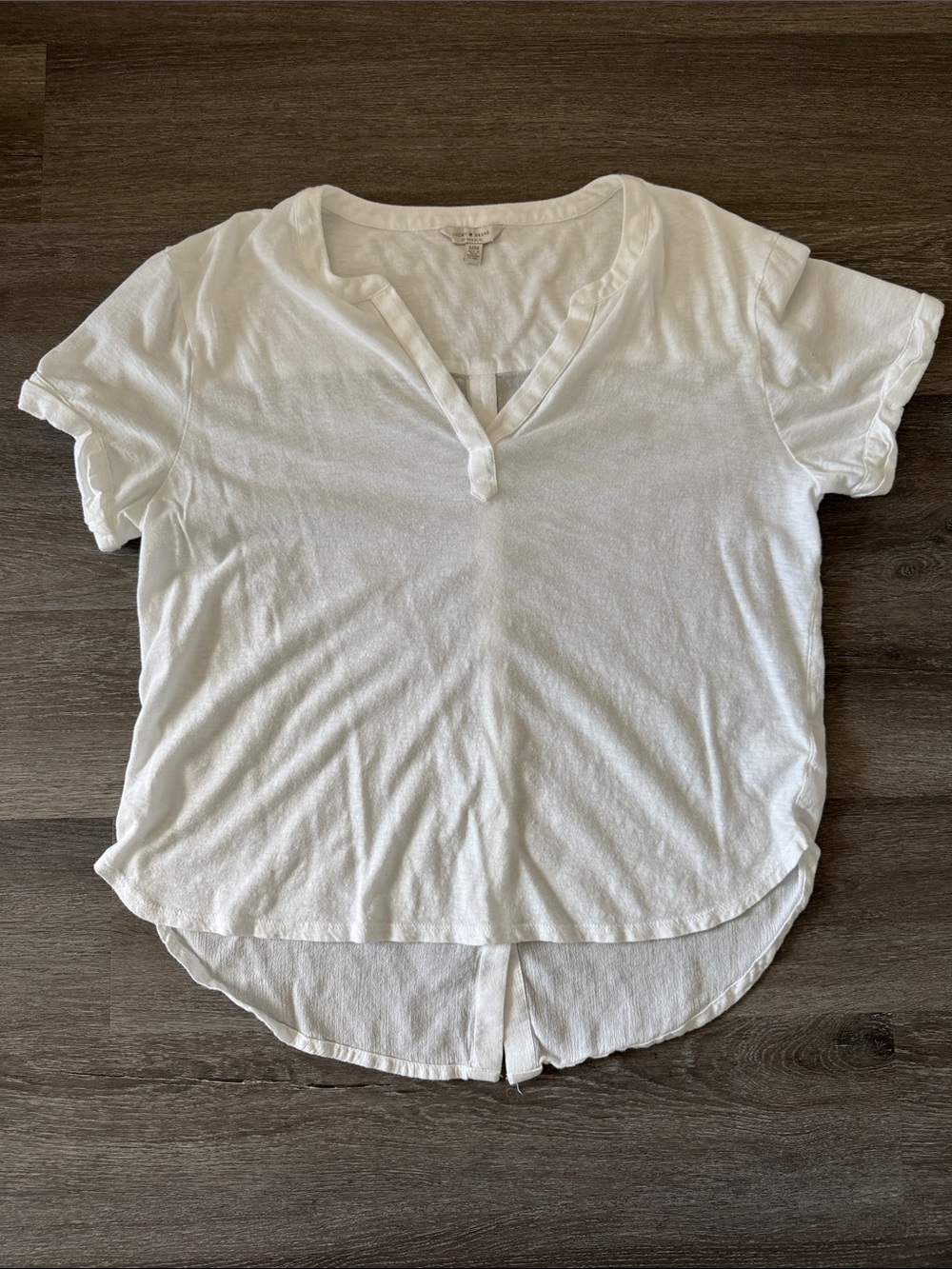 Lucky Brand White Split-Hem V-Neck Women's Top